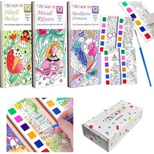 Bg Store Renk Paletli Sulu Boya Etkinlik Seti, Kendin Yap (Dıy) Kitap Ayracı, Çocuklar ve Yetişkinler Için 3 Adet Yeni Nesil Sulu Boya Defteri ve 3 Adet Sulu Boya Fırçası Dahil(Sihirli Bahçe-Masal-Renk Ormanı)