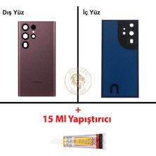 Arsking Samsung S22 Ultra Bordo Arka Pil Kapağı Batarya Kapağı Lazer Kesim + B-7000 Yapıştırıcı