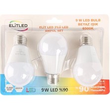 Kap Kaç 9W 3lü Beyaz LED Ampül