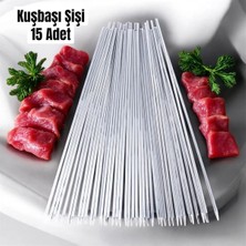 Yılmaz Nargile 15 Adet Kuşbaşı Şişi 55 cm ,et Mangal Yassı Şiş,barbekü Şişi,mangal Kuşbaşı Şişi
