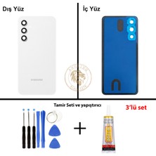 Arsking Samsung A54 Beyaz Arka Pil Kapağı Batarya Kapağı Lazer Kesim + Yapıştırıcı ve Vida Seti