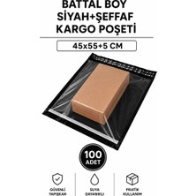 Nemere Battal Boy Siyah Şeffaf Kargo Poşeti 45X55+5 cm 100 Adet