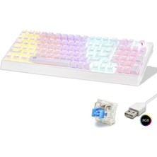 Renas Store Mekanik Klavye 104 Tuş Blue Switch Rgb - Beyaz G500XW