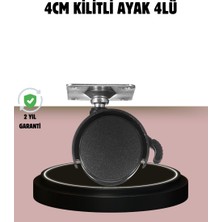Renas Store Kilitli 4 cm Tekerlek Ayak 4’lü Set Zemin Koruyucu