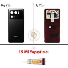 Arsking Xiaomi 11 Ultra Siyah Arka Pil Kapağı Batarya Kapağı Lazer Kesim + B-7000 Yapıştırıcı