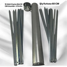 Yılmaz Nargile 10'lu Adana Kebap Kıyma Kebap Şişi Seti 60 cm 2mm - Kebap Şişi - Şiş Kutusu - Şiş Kabı