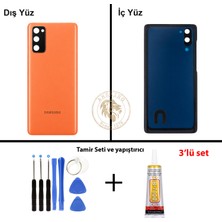 Arsking Samsung S20 Fe Turuncu Arka Pil Kapağı Batarya Kapağı Lazer Kesim + Yapıştırıcı ve Vida Seti