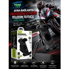 Deanb Motosiklet Telefon Tutucu Titreşim Önleyici Ayna Bağlantılı 4.7-7.2 Inç Kilit Sistemli
