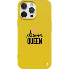 Casen iPhone 15 Pro Sarı Lansman Renkli Silikon Drama Queen Tasarımlı Premium Kılıf