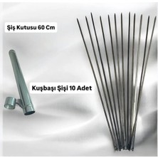 Yılmaz Nargile 10 Adet Kuşbaşı Şişi Galvaniz 55 cm , Et Mangal Yassı Şiş (Uzunluk 55 cm ),şiş Kutusu 60 cm