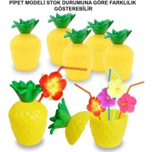 Renas Store Ananas Hawaii Luau Aloha Pipetli Içecek Kabı Bardak 10X13 cm 1 Adet