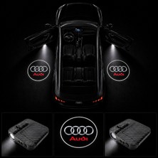 OtoÇizgi Audi Kapı Altı Logo Projektör LED Işığı 2\'li Set Pilli Kablosuz Kapı Karşılama Lambası