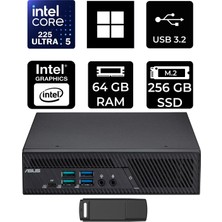 Asus Expertcenter PB64 Core Ultra 5 225 64GB Ram 256GB SSD WIN11 Home PB64-B50060MHP381 Mini Masaüstü Bilgisayar + Per4 USB Bellek