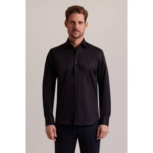 Erkek Siyah Uzun Kol Slim Fit Gömlek