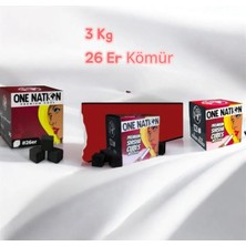 One Nation 26 mm Hindistan Cevizi Kare Kömür 3 kg – Uzun Süreli Yüksek Performanslı Nargile Kömürü