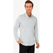 Erkek Yeşil Slim Fit Pamuk Gömlek