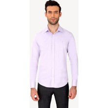 Erkek Lila Slim Fit Pamuk Gömlek