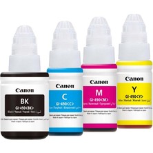 Canon GI-490 Orijinal 4'lü Renk Takımı Mürekkep Seti (Siyah Mavi Kırmızı Sarı - Pixma G1400 G2400 G3400 G4400 Uyumlu)