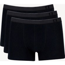 Erkek Siyah Erkek 3 lü Pamuklu Boxer