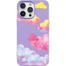 Casen iPhone 16 Pro Lila Lansman Renkli Silikon Colorful Bulut Tasarımlı Kılıf