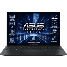 Asus Expertbook Ultra X7 358H 14" Dokunmatik OLED 64GB Ddr5 1tb SSD Windows 11 Home Dizüstü Bilgisayar SMB9406CAA-UX7641TB1D