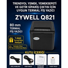 Zywell Q821 80 mm USB + Ethernet Otomatik Kesicili Termal Fiş ve Adisyon Yazıcısı, Restoran Sipariş Yazıcısı