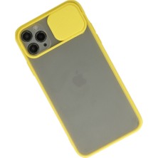 TeknoKapsül iPhone 11 Pro Max Kılıf Palm Buzlu Kamera Sürgülü Silikon - Sarı