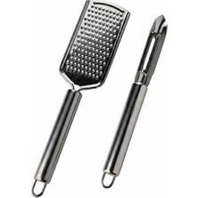 Bg Store Metal Rende ve Soyacak Seti, 2 Parça, Paslanmaz Çelik Mutfak Aletleri, Sebze Soyucu ve Rende