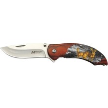 Renas Store Mtech Y13 G Kahverengi Kamp Çakı 20CM- Yarı Otomatik, Kemerlkli, Ahşap Geyik Işlemeli Sap