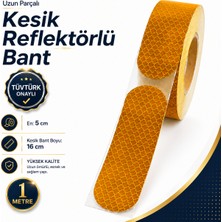 Nzb Tüvtürk Onaylı Reflektörlü Bant Sarı (1 Metre) 5 cm Kesikli Reflektif Fosforlu Şerit Ikaz Bandı