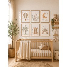 Zera Wall Mdf Tablo 3’lü Bej ve Gold Kemerli Manzara ve Botanik Set – Modern Salon ve Ofis Duvar Dekorasyonu