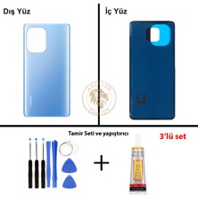 Arsking Xiaomi Mi 11 Ufuk Mavisi Arka Pil Kapağı Batarya Kapağı Lazer Kesim + Yapıştırıcı ve Vida Seti