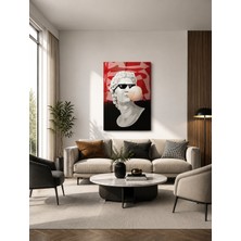 Zera Wall Mdf Tablo Antik Heykel, Piksel Gözlük ve Sakız Balonu Pop Art Tasarım Modern Salon ve Genç Odası Duvar Dekorasyonu