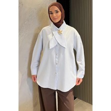 Julude Yaka Detaylı Gold Düğmeli Tesettür Gömlek Tunik P-00022184