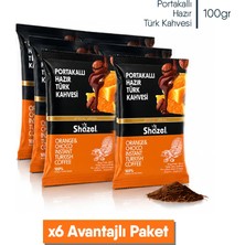 Shazel Portakallı Hazır Türk Kahvesi 100 GR X 6 Adet (Aromalı)