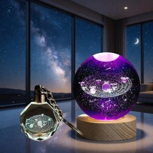 Renas Store Gezegenler Temalı Işıklı Cam Küre - Renk Değiştiren Gece Lambası - Kristal Anahtarlık Seti