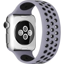 Renas Store Newface Apple Watch 38MM Ayarlı Delikli Silikon Kordon - Gri-Siyah