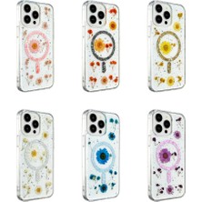 TeknoKapsül iPhone 15 Pro Max Kılıf Daisy Simli Magsafe Kapak - Mavi