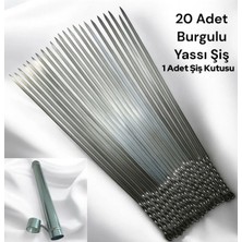 Yılmaz Nargile 20 Adet Yassı Mangal Şişi,patlıcan Domates Sebze Tavuk Kanat Şişi, 50 cm Yassı Şiş,1 Şiş Kutusu