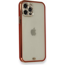 Kap Kaç iPhone 12 Pro Kılıf Liva Taşlı Silikon - Kırmızı