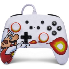 Powera Nintendo Switch Için Powera Gelişmiş Kablolu Kumanda - Fireball Mario, Beyaz