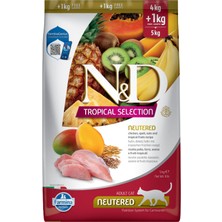 N&d tropical Selection Tavuklu ve Tropikal Meyveli Kısırlaştırılmış Kedi Maması 4 kg + 1kg Hediye