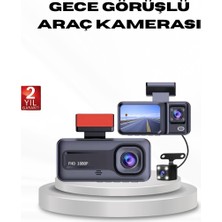 Renas Store Full Hd Üç Kameralı Araç Kamerası G-Sensörlü ve Gece Görüşlü