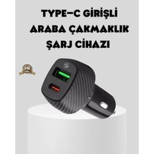 Renas Store Araç Tipi Hızlı Şarj Adaptörü Type-C Pd USB Çift Port Kompakt