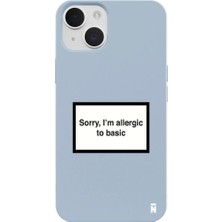 Casen iPhone 13 Mavi Lansman Renkli Silikon I'm Allergic Yazılı Kamera Korumalı Telefon Kılıf