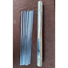 10 Adet Tavuk Kanat Şişi  Silme Sac Demir 60 Cm  ve Şiş Kabı 60 CM,Şiş Kutusu,Şiş Saklama Kabı