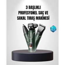 Renas Store 3D Akıllı Kesim Teknolojili Şarjlı Tıraş Seti – 3 Başlıklı Paslanmaz Çelik Bıçaklı