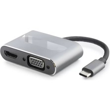 Renas Store Type-C Combo Hub HDMI 4K VGA USB 3.0 Pd 4 Port Gri HDX7839