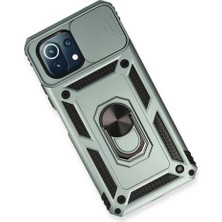 Kap Kaç Mi 11 Lite Kılıf Pars Lens Yüzüklü Silikon - Yeşil