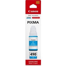 Canon GI-490 Mavi Orijinal Mürekkep Şişesi (Pixma G1400 G2400 G3400 G4400 Uyumlu - 7.000 Sayfa)